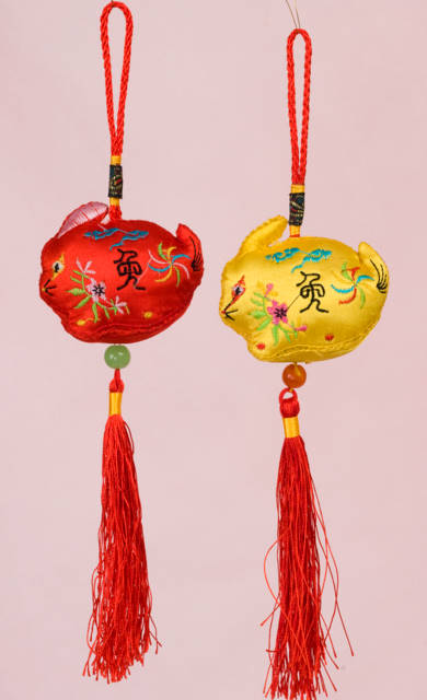 Embroidered Year of the Rabbit Ornaments | Arts & Crafts | Chinese New ...