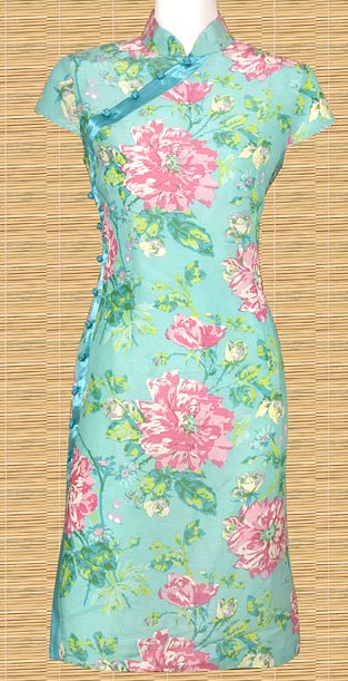 Flower Linen Mandarin Dress | Chinese Apparel | Women | Women's Dresses