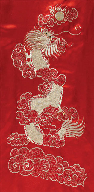  Two Sided Chinese Red Silk Dragon Robe : Clothing